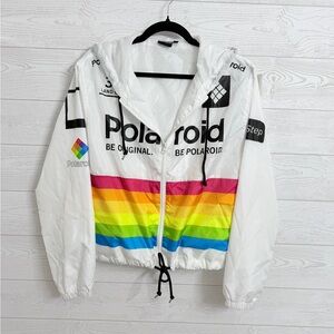 Polaroid Women’s White Hoodie Windbreaker Jacket. Size M